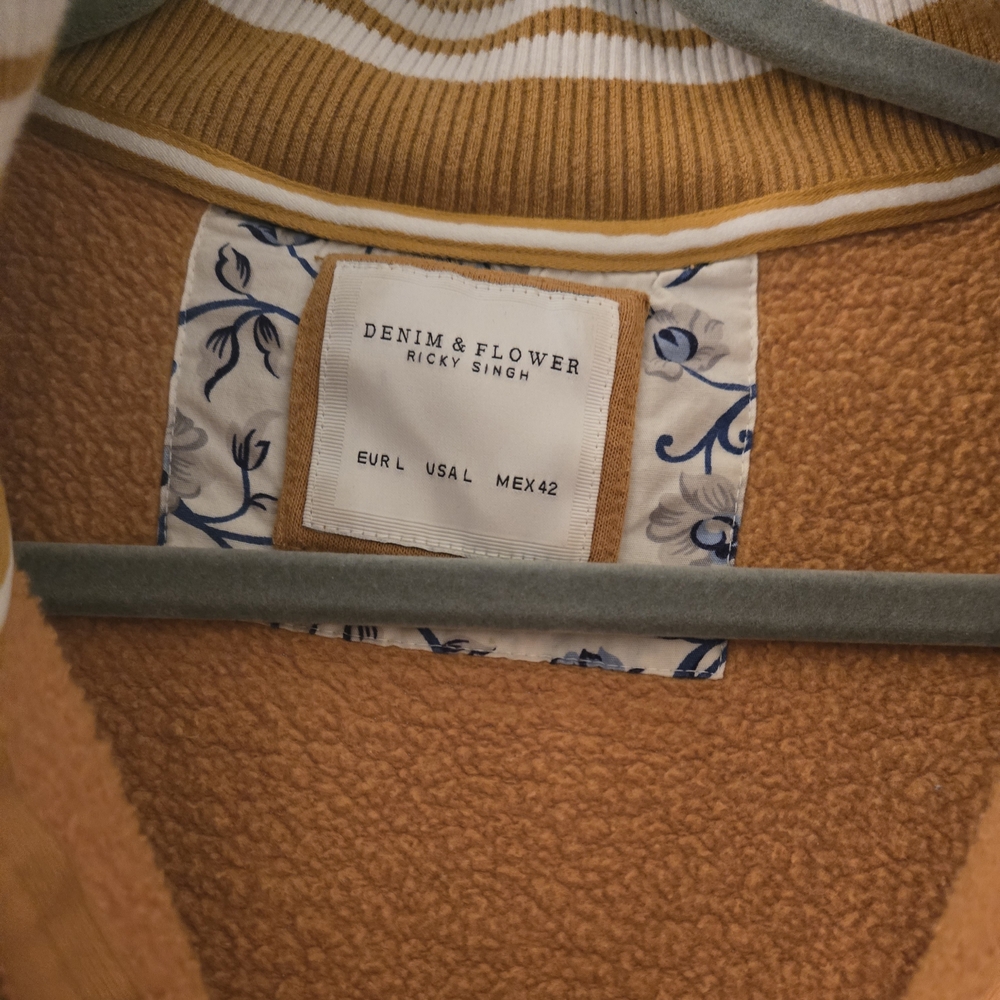 Denim & Flower Men's Half-Zip Sweater - Mustard Gold US L - Picture 13 of 14
